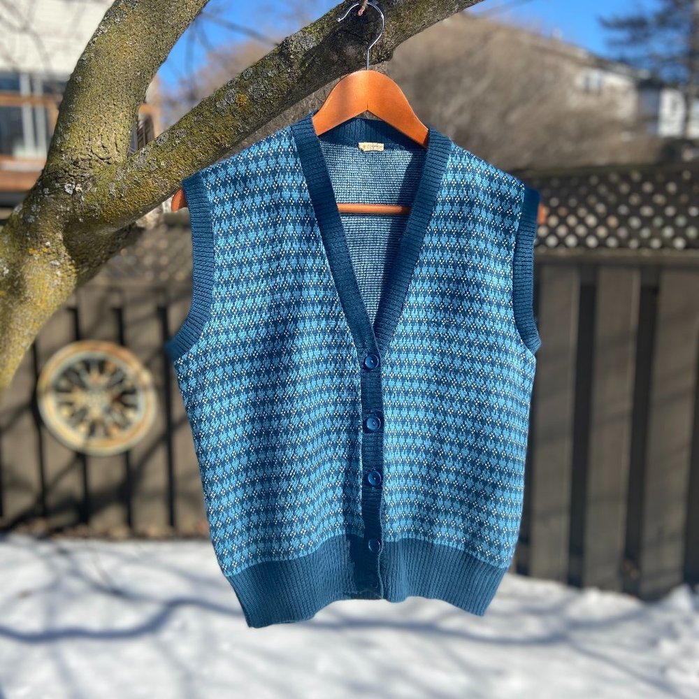Vintage Blue Knit Sweater Vest